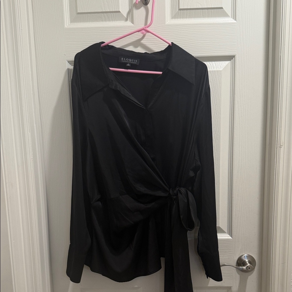 Eloquii Black Wrap Blouse